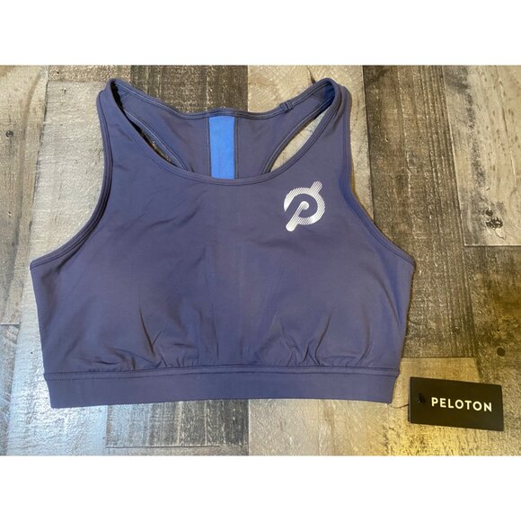 NWT PELOTON ESSENTIAL RACERBACK SPORT BRA WOMENS SIZE L BLUE MESH - Picture 3 of 8